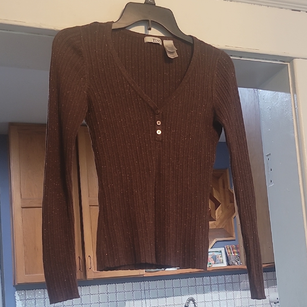 Elegant Brown V-Neck Sweater by